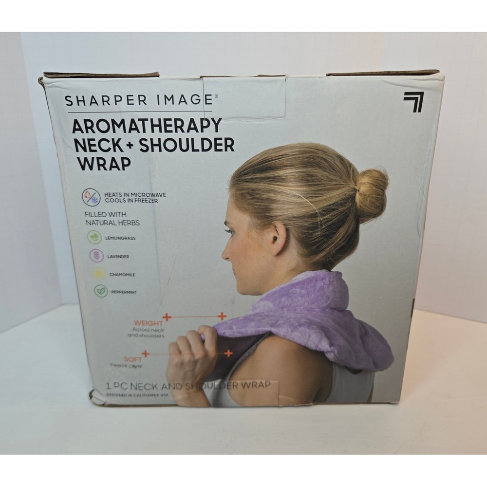Sharper Image Aromatherapy Neck Shoulder Wrap Purple Fleece Weighted Herbal New - Picture 2 of 3